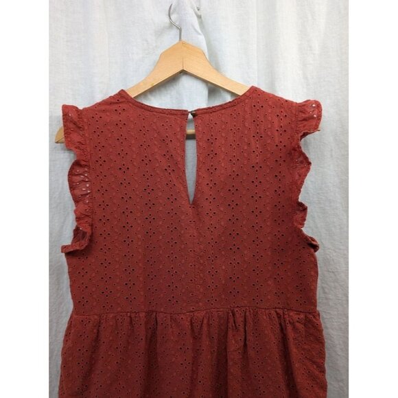 knox Rose women's size Medium short dark orange dress v neck ruffle summer D14 - Picture 6 of 8